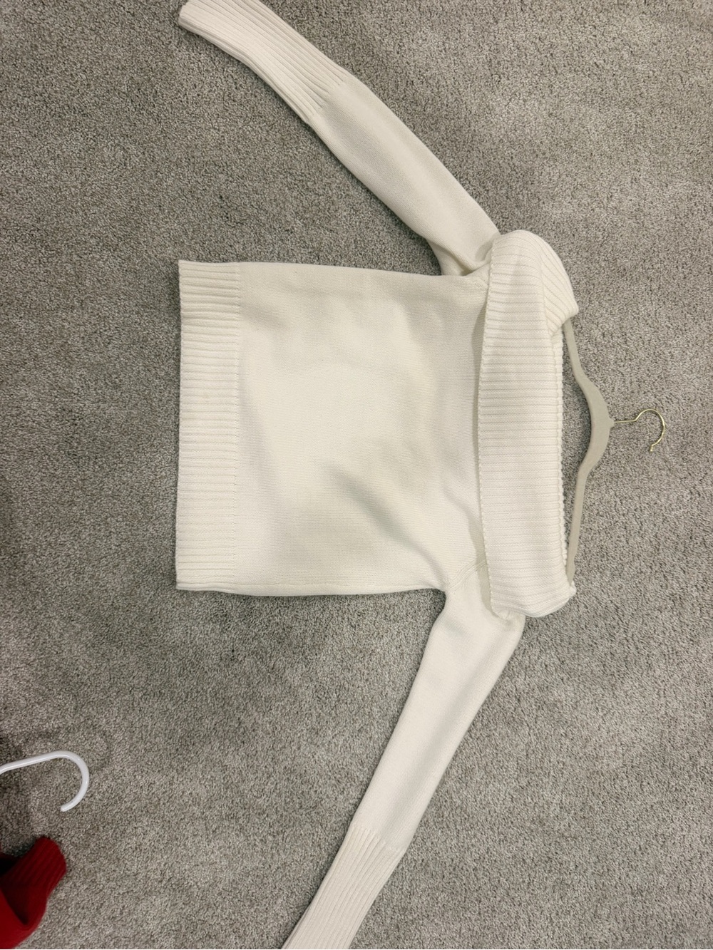 Amazon Off-Shoulder Cream Knit Sweater